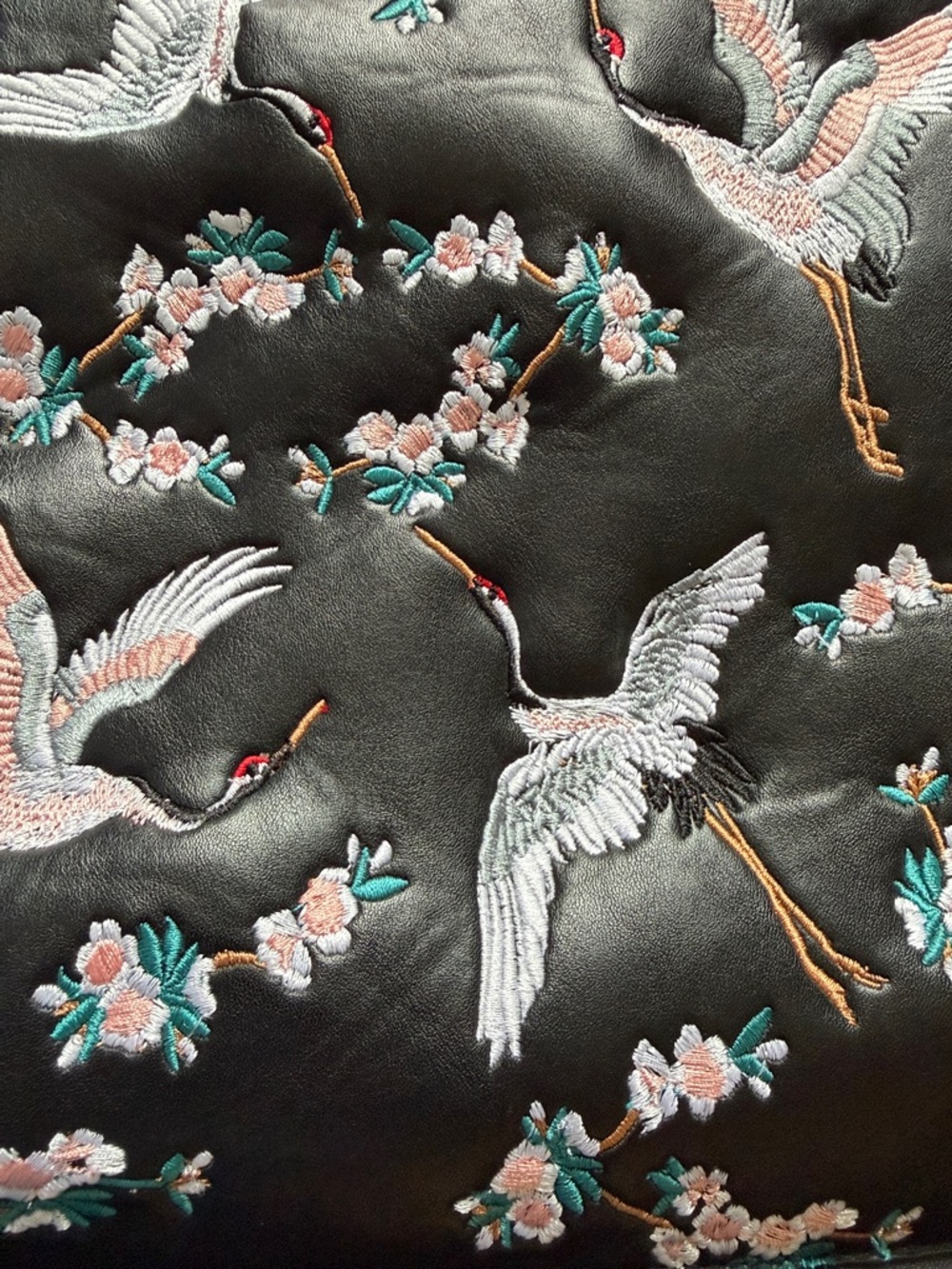 Black Embroidered Crane Backpack - Picture 5 of 14
